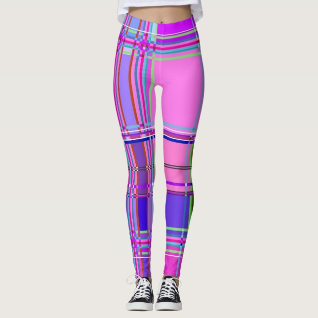 Legging Tecido xadrez rosa padrão de tecido madras (Frente)