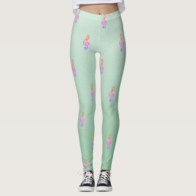 Legging Tecla de Violino Moderna Feminina Adorável Fofa (Frente)