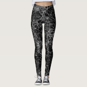 Legging Teias de Aranha Pretas e Prateadas Fantasia Chic d
