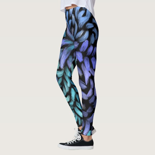 Legging Tela para impressão de pétalas azuis e de cor azul (Esquerda)