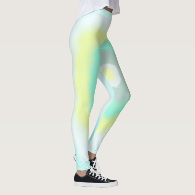 Legging Tema de Pastel Amarelo-Abstrato de-Arte Funky (Direita)