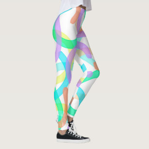 Legging Tema do Pastor Abstrato de Arte Amarelo Azul Focad