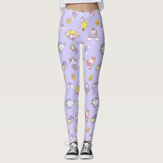 Legging Tema Unicórnio Arco-íris Estrela Luz Roxo