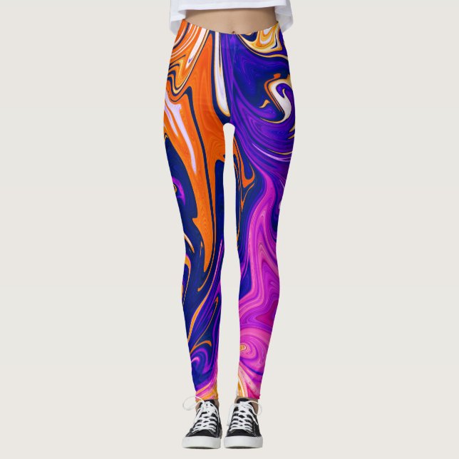 Legging Tempestade de cores | Melhor pintura abstrato colo (Frente)