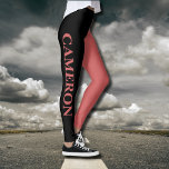 Legging Tendência 2 cores | Nome | Laranja Preto e Rusty<br><div class="desc">Tendência 2 cores | Nome Personalizado | Pernas laranja, negras e enferrujadas</div>