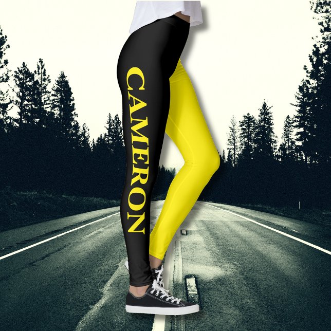 Legging Tendência 2 cores | Nome | Preto e Amarelo Canário (Criador carregado)