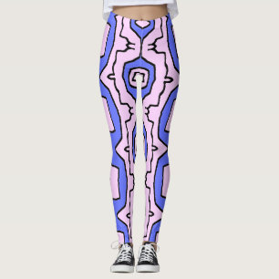 Legging Tendência branca rosa e azul "Ratti_Creative_Arts"