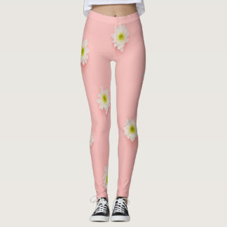 Legging Tendência das Flores Brancas