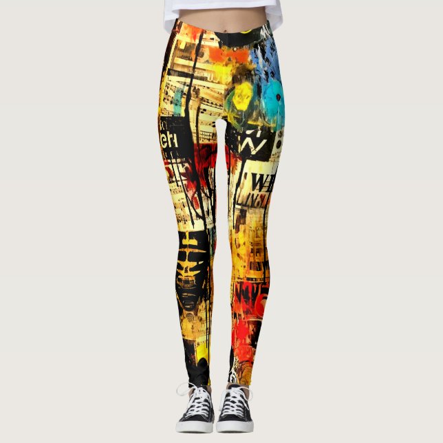 Legging tendência de abstrato com vibração retrorativa (Frente)