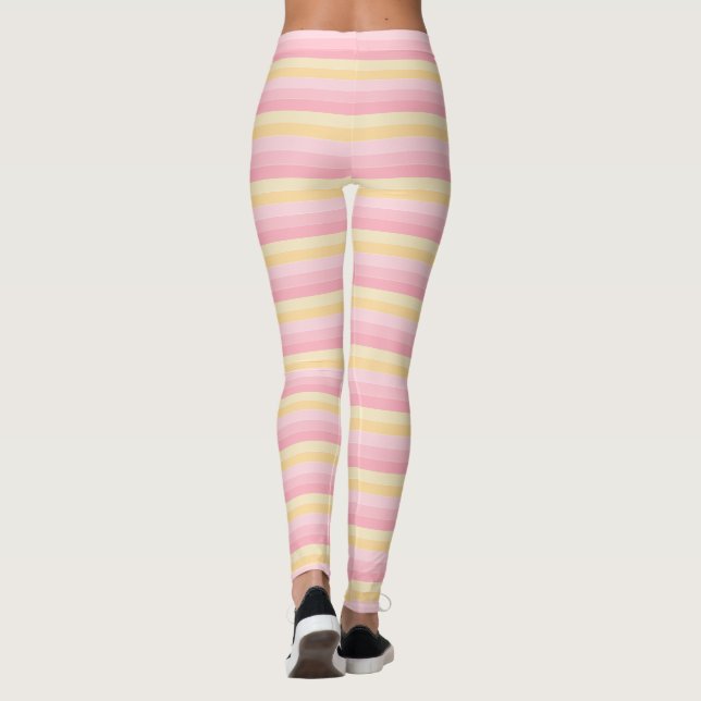 Legging Tendência de cores brancas amarelas cor-de-rosa-ro (Verso)