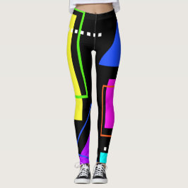 LEGGING TENDÊNCIA DE FORMA GEOMÉTRICA DE COR FLUORESCENTE
