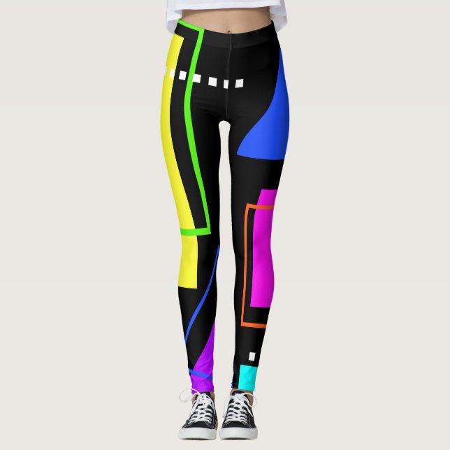 LEGGING TENDÊNCIA DE FORMA GEOMÉTRICA DE COR FLUORESCENTE  (Frente)