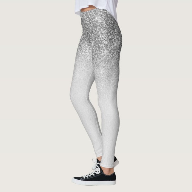 Legging Tendência de Ombre de Glitter Glitter de Cinza pra (Esquerda)