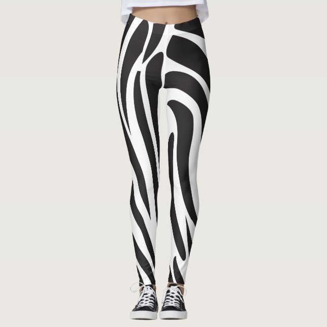 Legging Tendência dos estilos de Impressão branco e preto  (Frente)