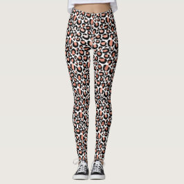 Legging Tendência Dourada de Rosa de Impressão do Leopard