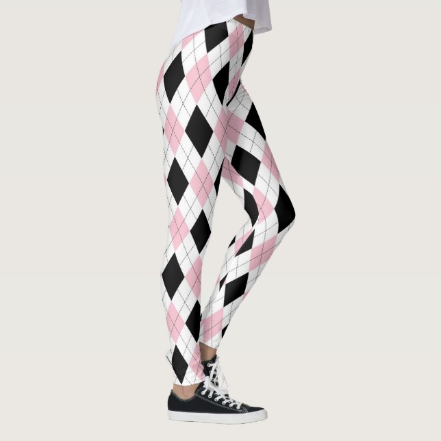 Legging Tendência Fashionável de Padrão de Argyle Negra Ro (Direita)
