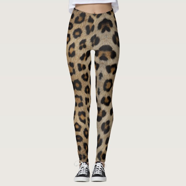 Legging Tendência na moda negrito com pele-leopardo-corajo (Frente)