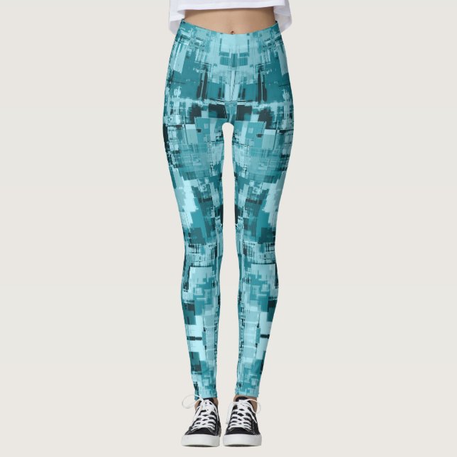 Legging Tendência para Abstrato Verde Azul Claro Azul (Frente)