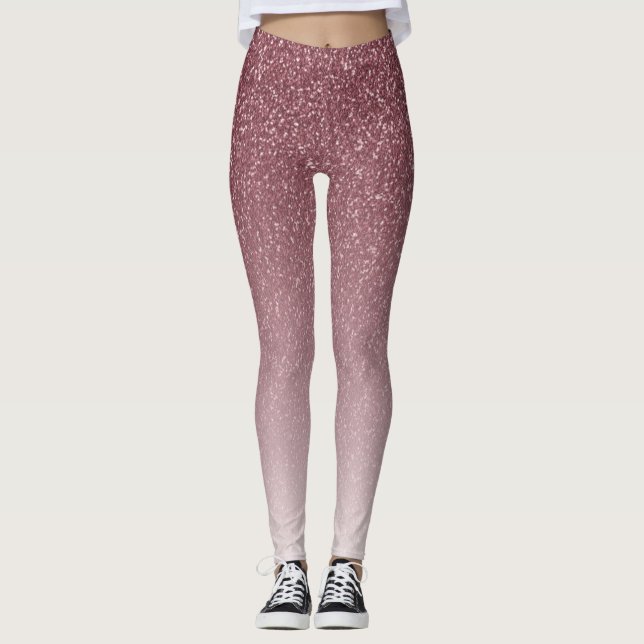 Legging Tendência Rosa Dourada Glitter Girly Ombre (Frente)