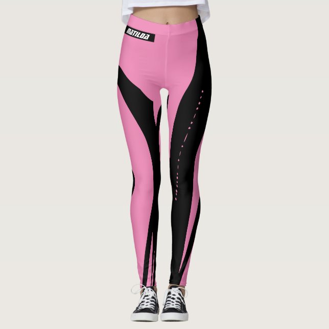 Legging Tendência - Seminário Rosa E Preto (Frente)