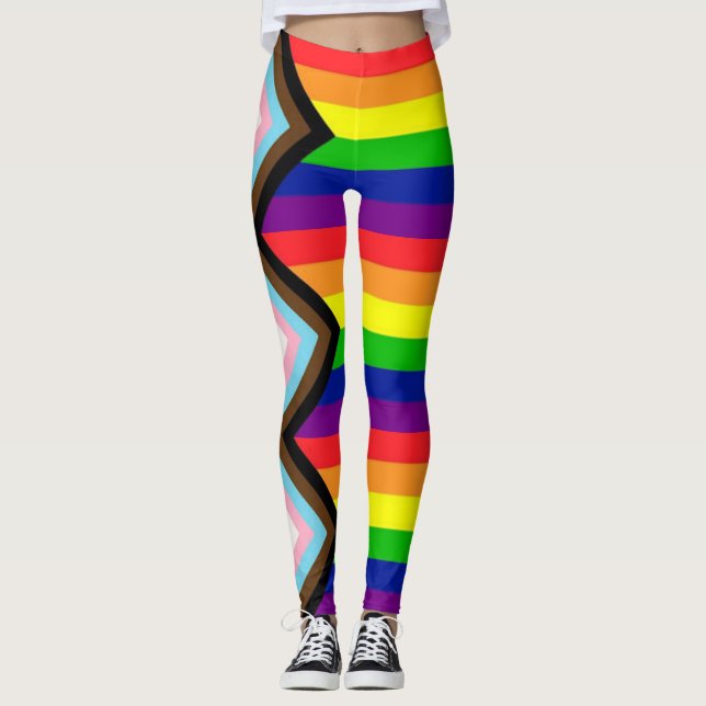Legging Tendência Unisex do Orgulho de Progressão LGBTQ+ (Frente)