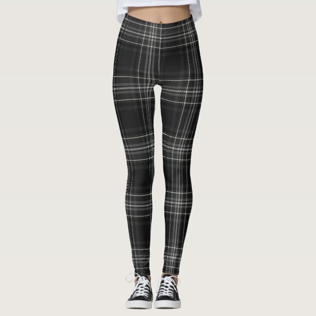 Legging Tendy Cinza Flannel - Moda de Xadrez Tartan (Frente)