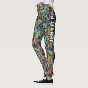 Legging Tendy Green Pixel Art Name E Abstrato Patterno