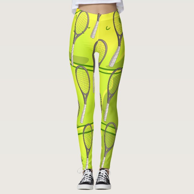 Legging Tênis bola e raquete em amarelo (Frente)
