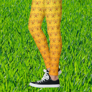 Legging Tênis rackets padrão esportivo amarelo laranja