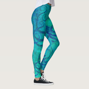Legging Tentáculos azuis no Aqua - caneleiras do polvo