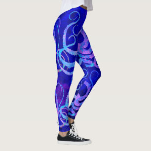 Legging Tentáculos cor-de-rosa & azuis no azul -