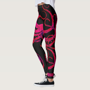 Legging Tentáculos no preto - caneleiras do polvo do rosa