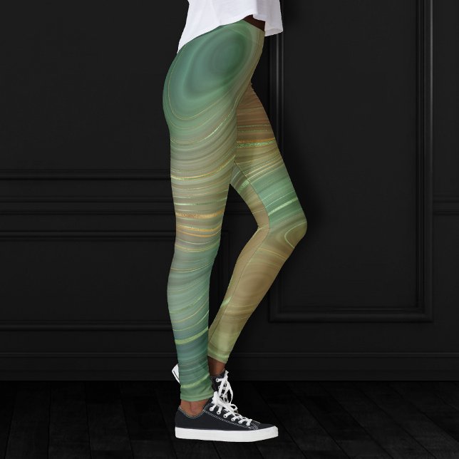 Legging Terra Olive Strata | Agato de tinta verde e Dourad (Criador carregado)