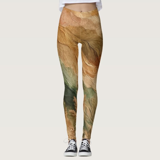 Legging Terracota Flores Pressionadas de Pêssego Boêmio (Frente)