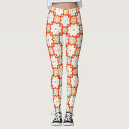 Legging Terracotta Orange & Sage Green Geometric Floral Le