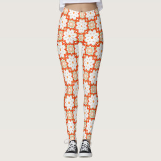 Legging Terracotta Orange & Sage Green Geometric Floral Le