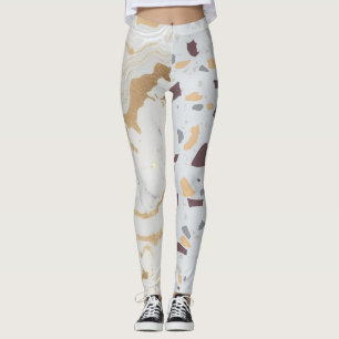 Legging Terrazzo Marble Purple Dourado Cute Leggins