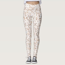 Legging Terrazzo Marrom e Bege e Branco