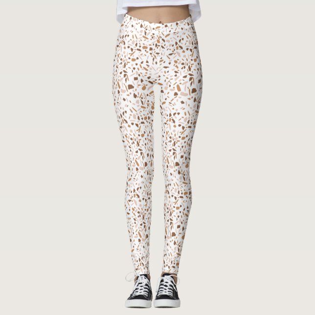 Legging Terrazzo Marrom e Bege e Branco (Frente)