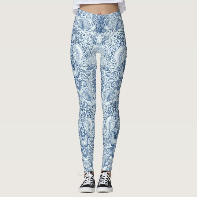 Legging Tesouros de praia em azul (Frente)