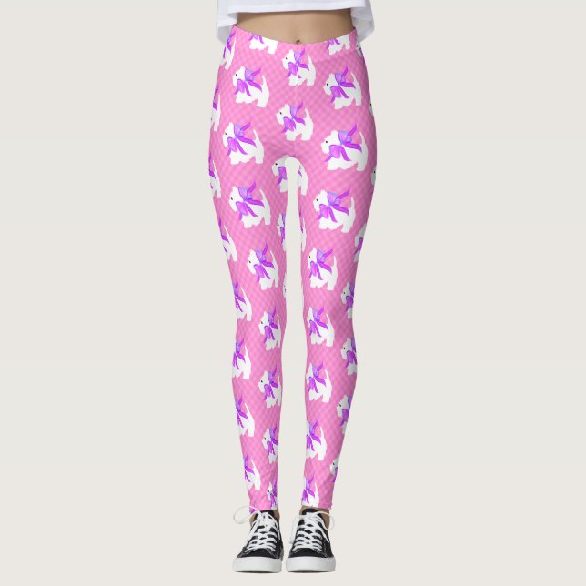 Legging Teste de Coluna Branca Popular, Rosa (Frente)