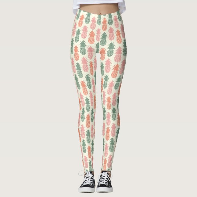 Legging Teste padrão 2 do abacaxi do vintage (Frente)