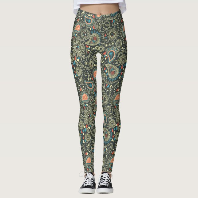 Legging Teste padrão 3 de Paisley (Frente)