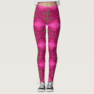 Legging Teste padrão abstrato cor-de-rosa e verde colorid