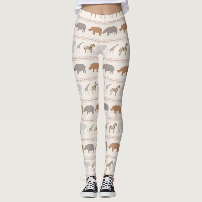 Legging Teste padrão africano 1 dos animais (Frente)