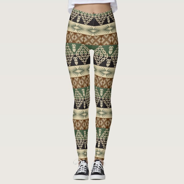 Legging teste padrão africano tribal étnico (Frente)
