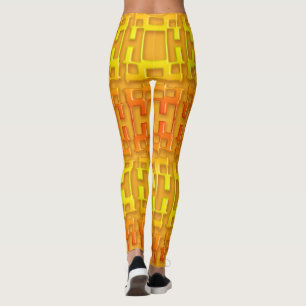Legging Teste padrão alaranjado geométrico étnico