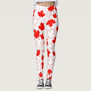 Legging Teste padrão aleatório branco vermelho da folha 