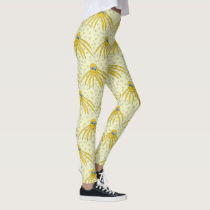 Legging Teste padrão amarelo da natação do polvo do