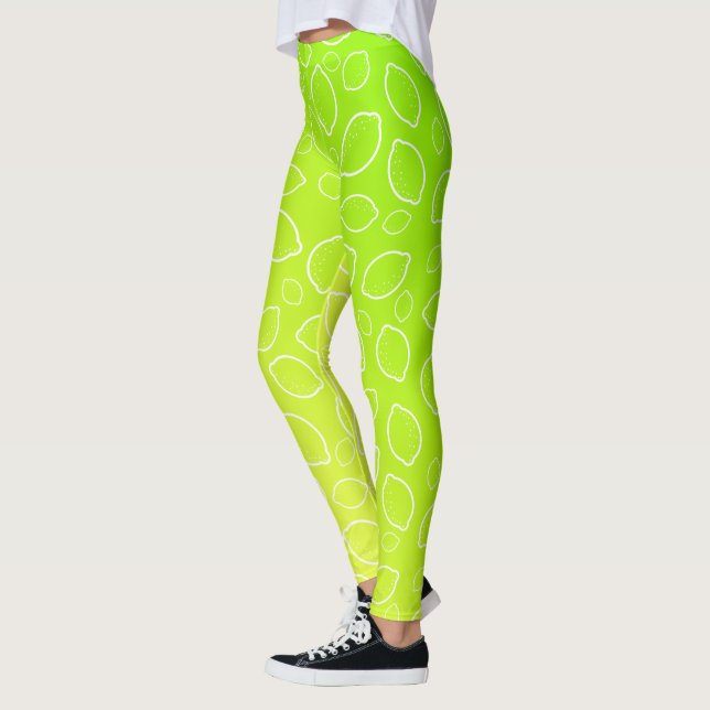 Legging teste padrão amarelo verde fresco do limão do (Esquerda)